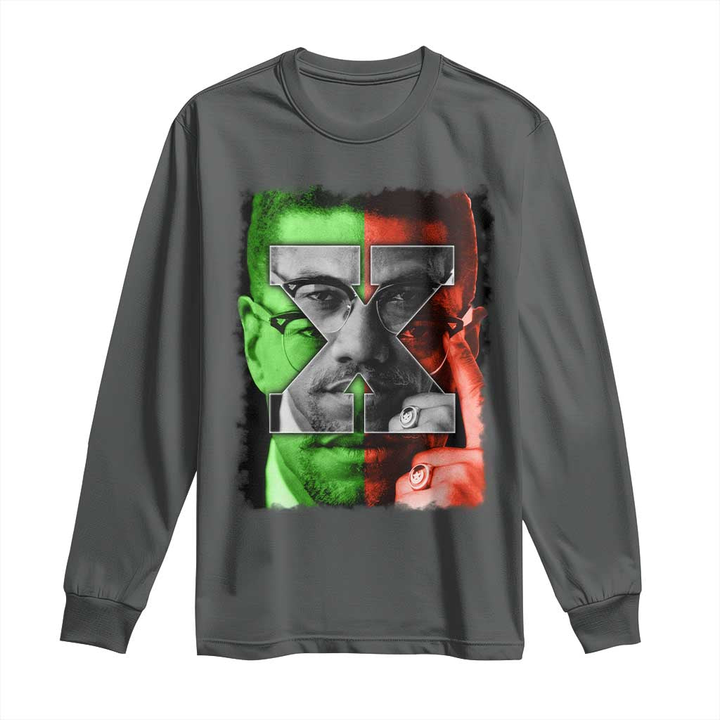 Malcolm X Long Sleeve Shirt Black History Month - Wonder Print Shop