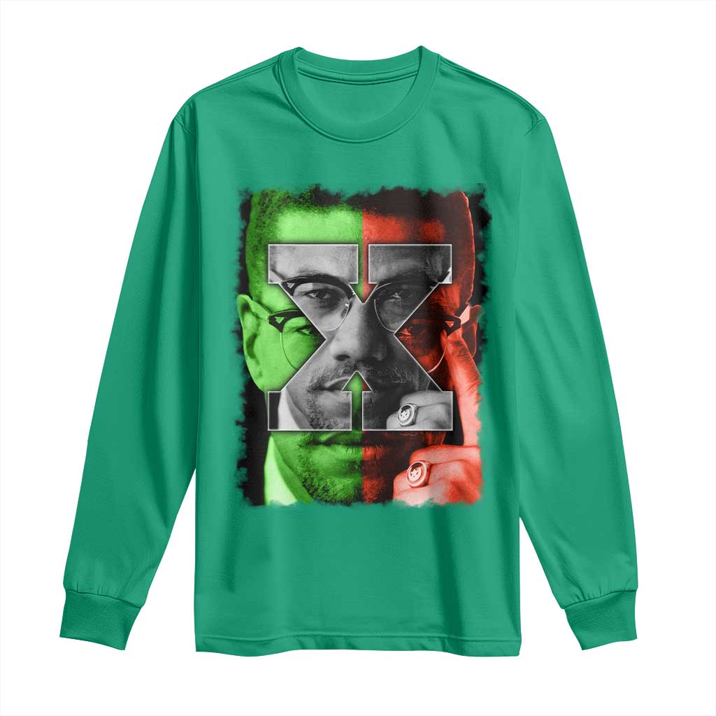 Malcolm X Long Sleeve Shirt Black History Month - Wonder Print Shop