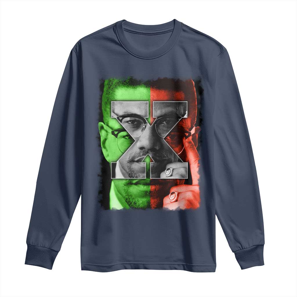 Malcolm X Long Sleeve Shirt Black History Month - Wonder Print Shop