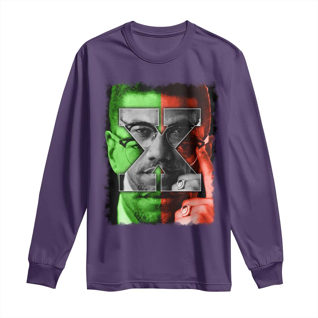 Malcolm X Long Sleeve Shirt Black History Month - Wonder Print Shop