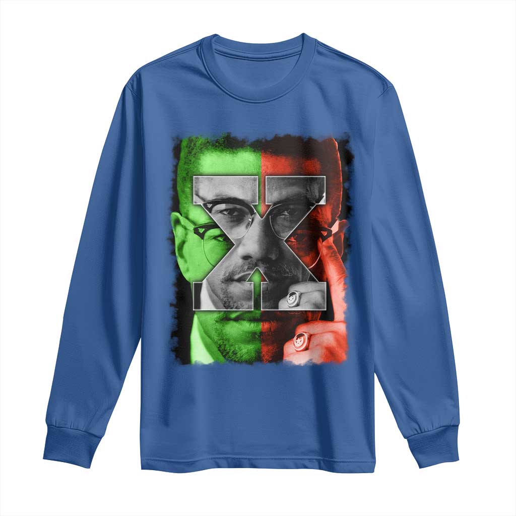 Malcolm X Long Sleeve Shirt Black History Month - Wonder Print Shop