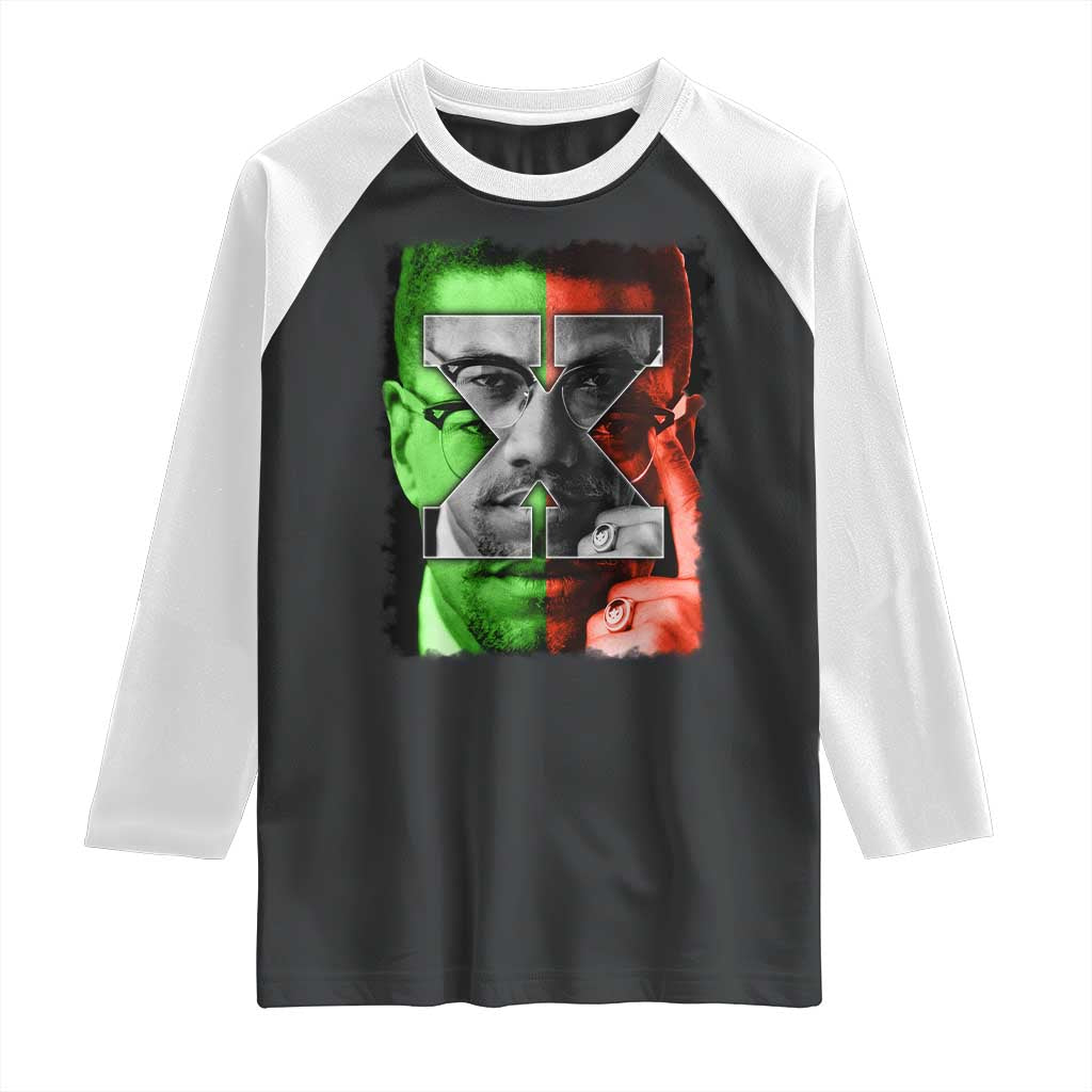 Malcolm X Raglan Shirt Black History Month - Wonder Print Shop