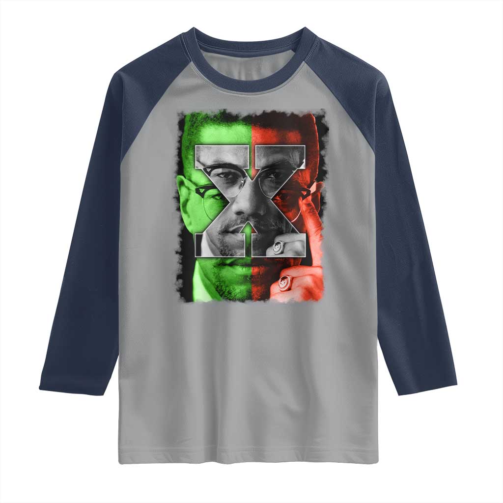 Malcolm X Raglan Shirt Black History Month - Wonder Print Shop