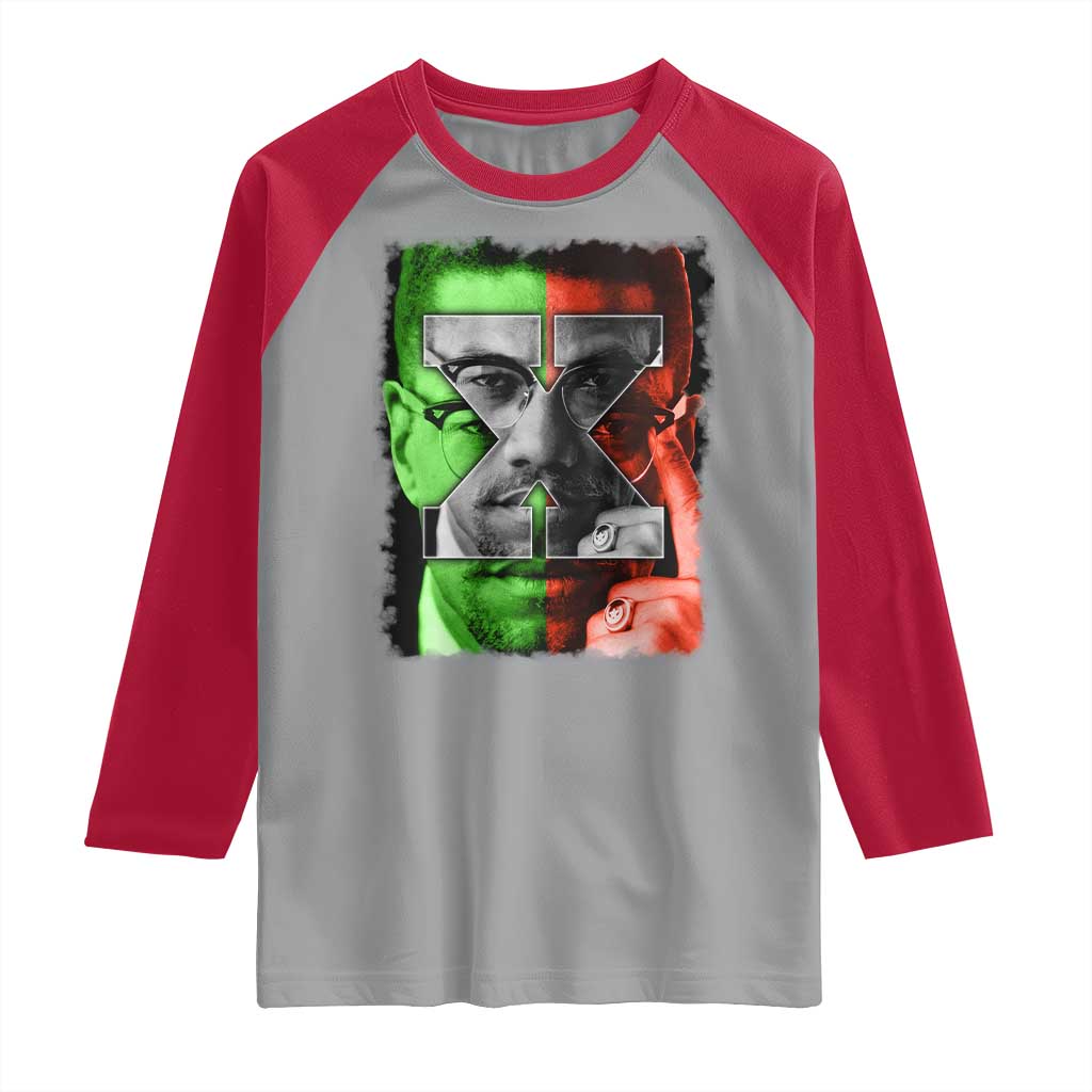 Malcolm X Raglan Shirt Black History Month - Wonder Print Shop
