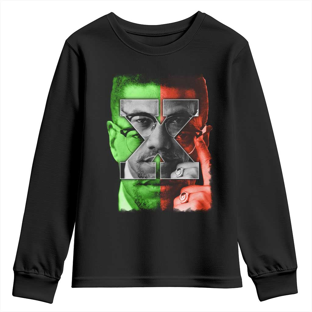 Malcolm X Youth Sweatshirt Black History Month - Wonder Print Shop