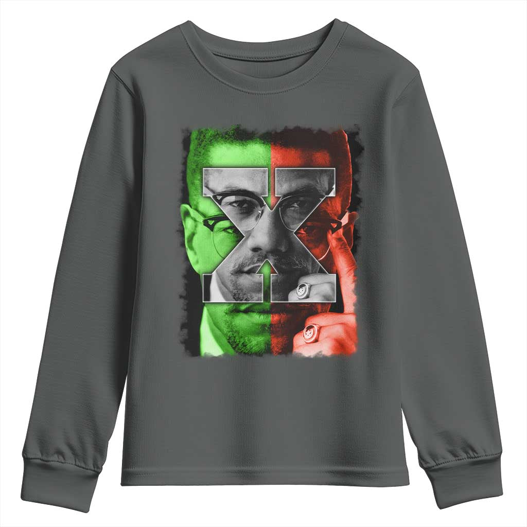 Malcolm X Youth Sweatshirt Black History Month - Wonder Print Shop