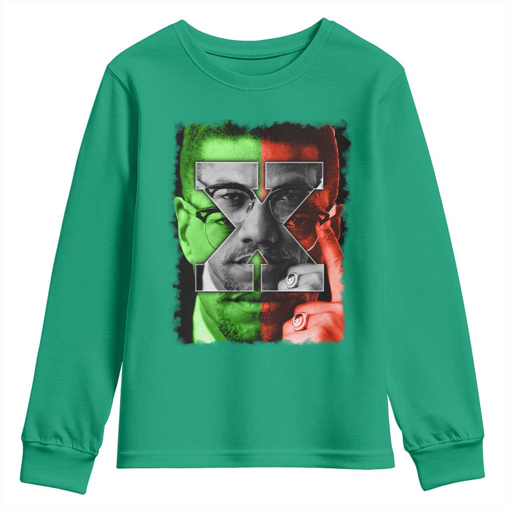 Malcolm X Youth Sweatshirt Black History Month - Wonder Print Shop
