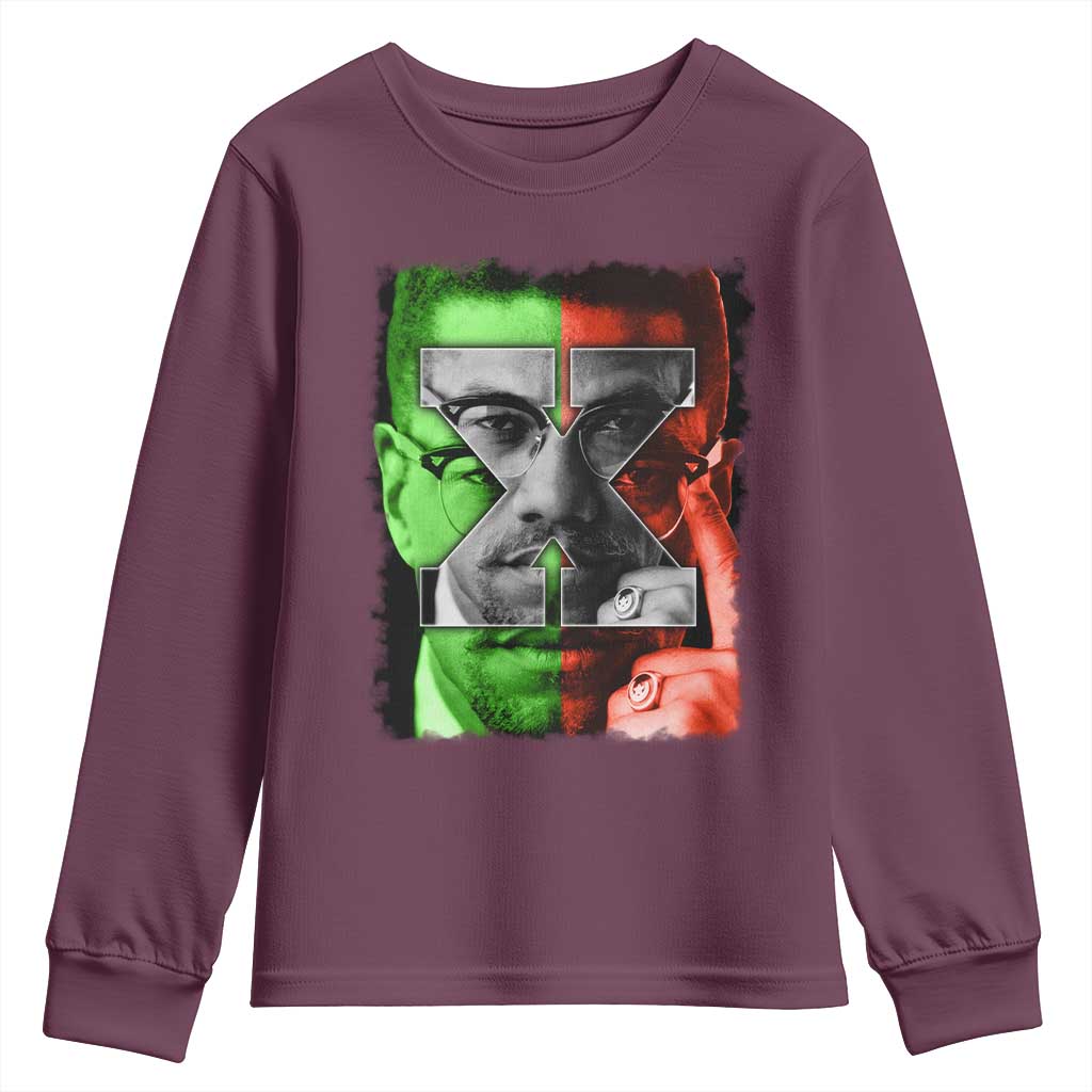 Malcolm X Youth Sweatshirt Black History Month - Wonder Print Shop