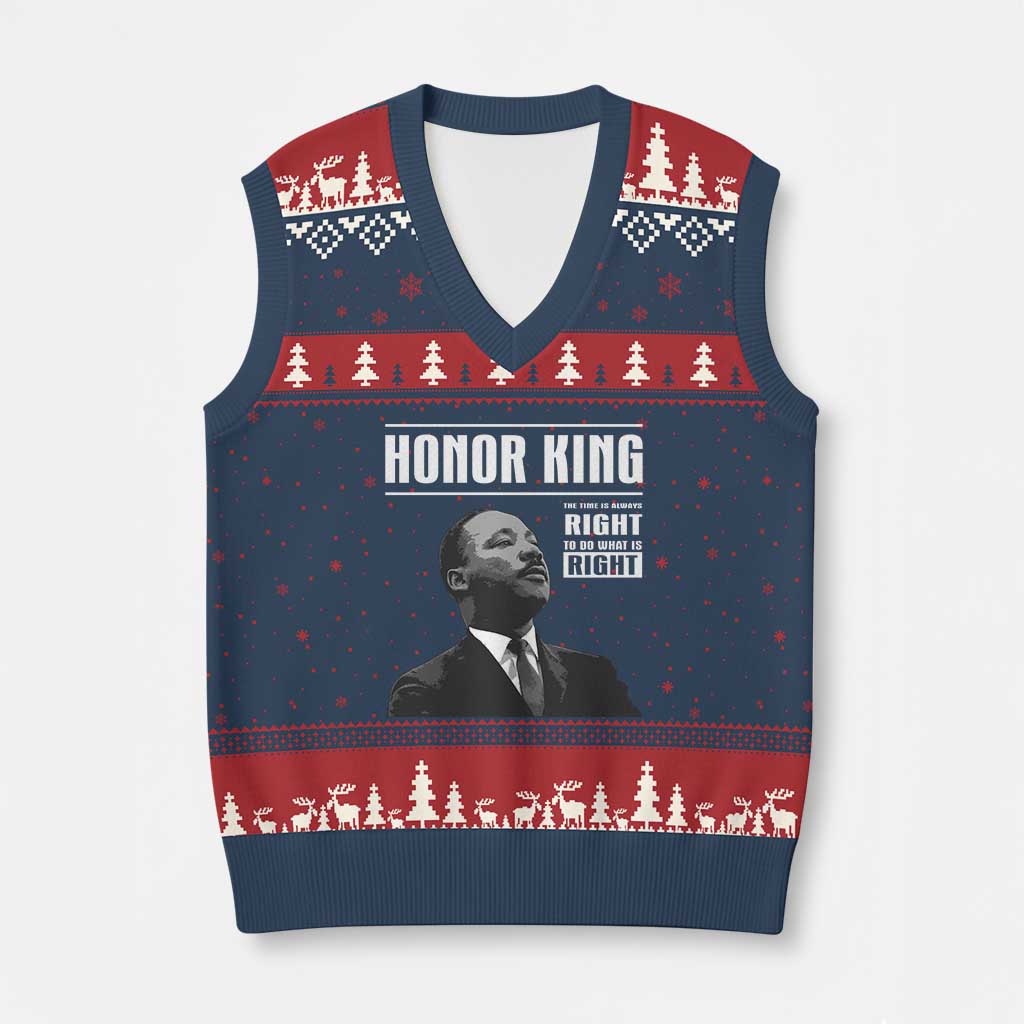 Martin Luther King V-Neck Knit Sweater Vest The Time Is Always Right To Do What Is Right - Wonder Print Shop