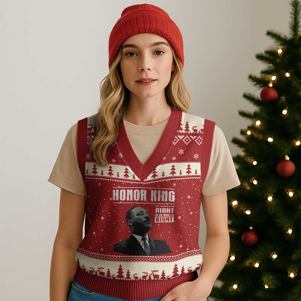 Martin Luther King V-Neck Knit Sweater Vest The Time Is Always Right To Do What Is Right - Wonder Print Shop