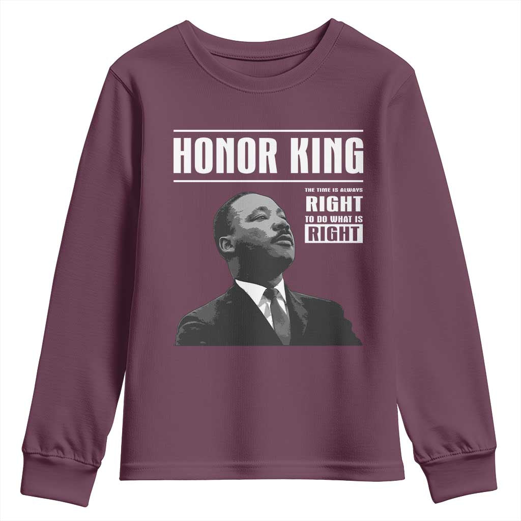 Martin Luther King Youth Sweatshirt The Time Is Always Right To Do What Is Right - Wonder Print Shop
