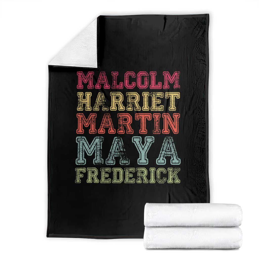 Black History Month Throw Blanket Malcolm Harriet Martin Maya Frederick Civil Right Leaders - Wonder Print Shop