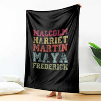Black History Month Throw Blanket Malcolm Harriet Martin Maya Frederick Civil Right Leaders - Wonder Print Shop