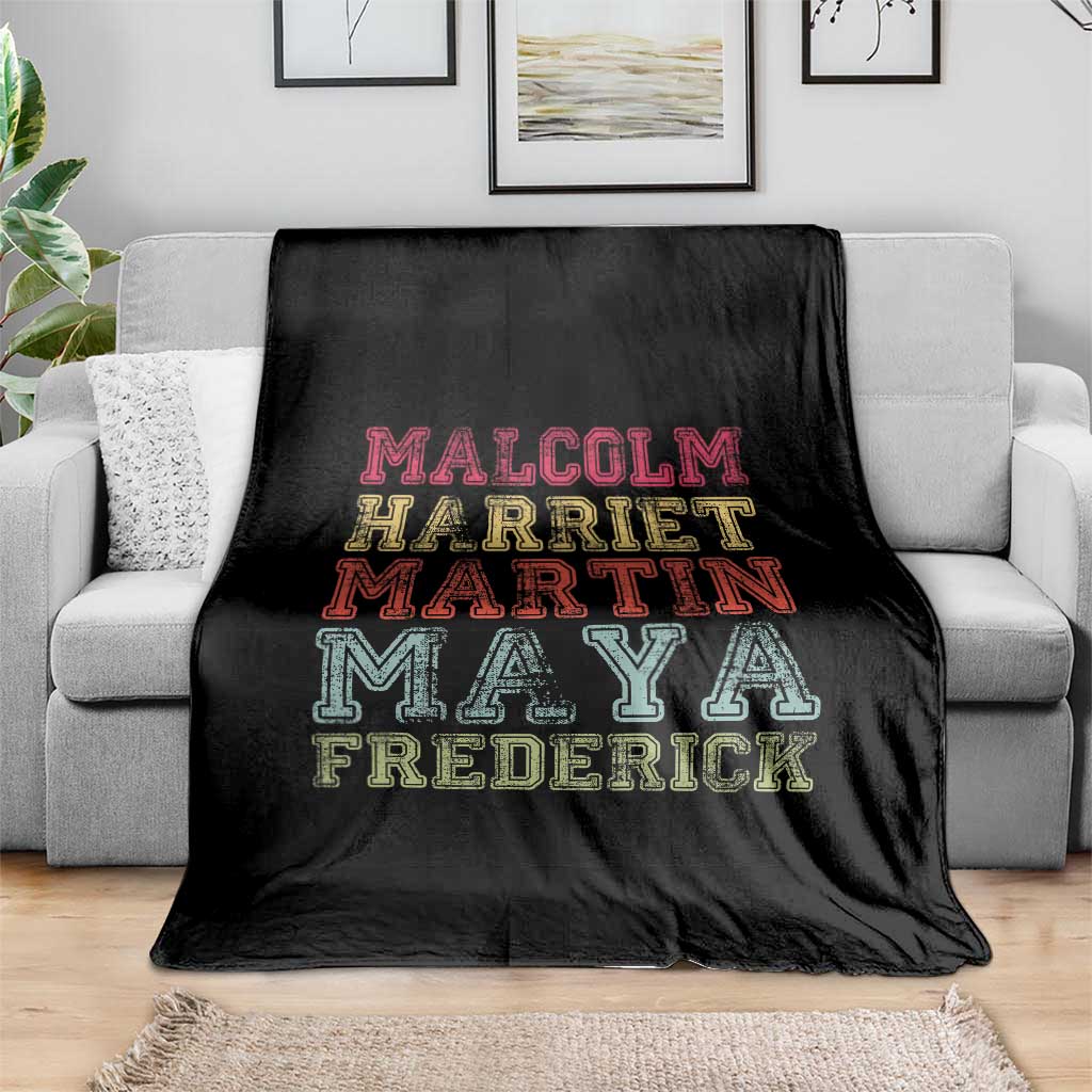 Black History Month Throw Blanket Malcolm Harriet Martin Maya Frederick Civil Right Leaders - Wonder Print Shop
