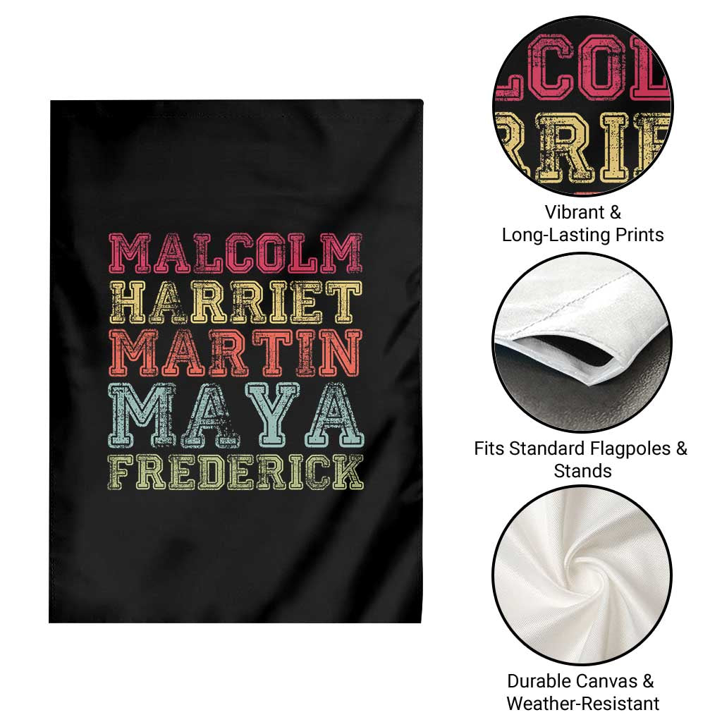 Black History Month Garden Flag Malcolm Harriet Martin Maya Frederick Civil Right Leaders - Wonder Print Shop