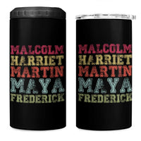 Black History Month 4 in 1 Can Cooler Tumbler Malcolm Harriet Martin Maya Frederick Civil Right Leaders - Wonder Print Shop