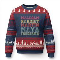 Black History Month Ugly Christmas Sweater Malcolm Harriet Martin Maya Frederick Civil Right Leaders - Wonder Print Shop