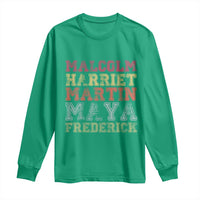 Black History Month Long Sleeve Shirt Malcolm Harriet Martin Maya Frederick Civil Right Leaders - Wonder Print Shop
