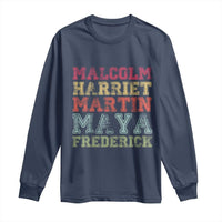 Black History Month Long Sleeve Shirt Malcolm Harriet Martin Maya Frederick Civil Right Leaders - Wonder Print Shop