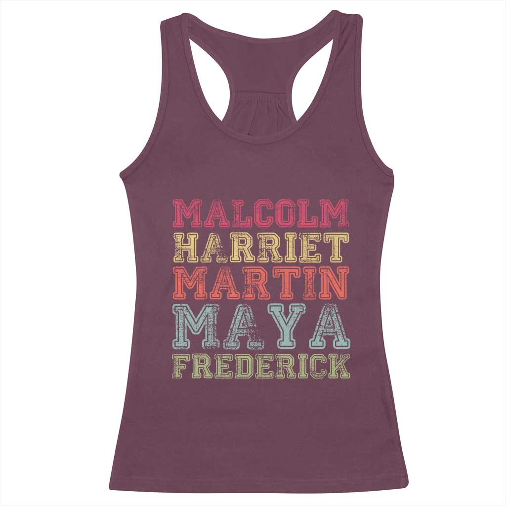 Black History Month Racerback Tank Top Malcolm Harriet Martin Maya Frederick Civil Right Leaders - Wonder Print Shop