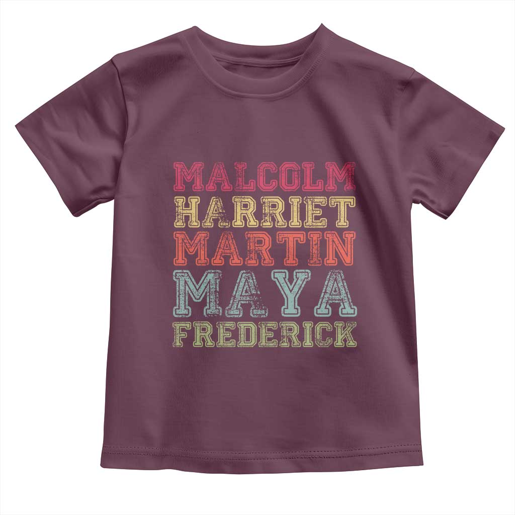 Black History Month Toddler T Shirt Malcolm Harriet Martin Maya Frederick Civil Right Leaders - Wonder Print Shop