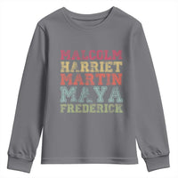 Black History Month Youth Sweatshirt Malcolm Harriet Martin Maya Frederick Civil Right Leaders - Wonder Print Shop