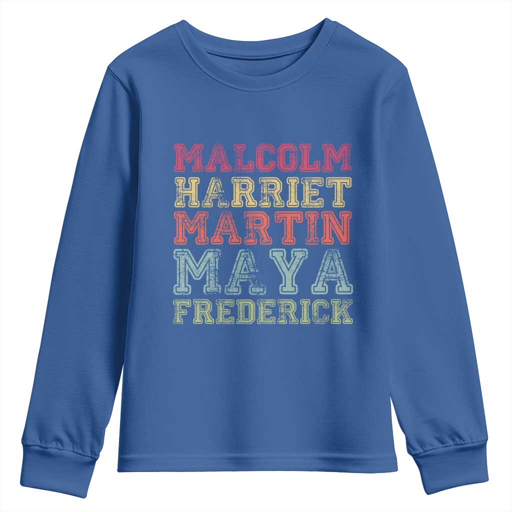 Black History Month Youth Sweatshirt Malcolm Harriet Martin Maya Frederick Civil Right Leaders - Wonder Print Shop