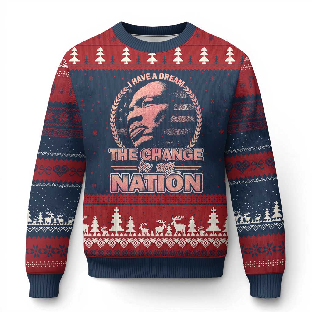 Martin Luther King Ugly Christmas Sweater Retro Black History Month Civil Rights - Wonder Print Shop