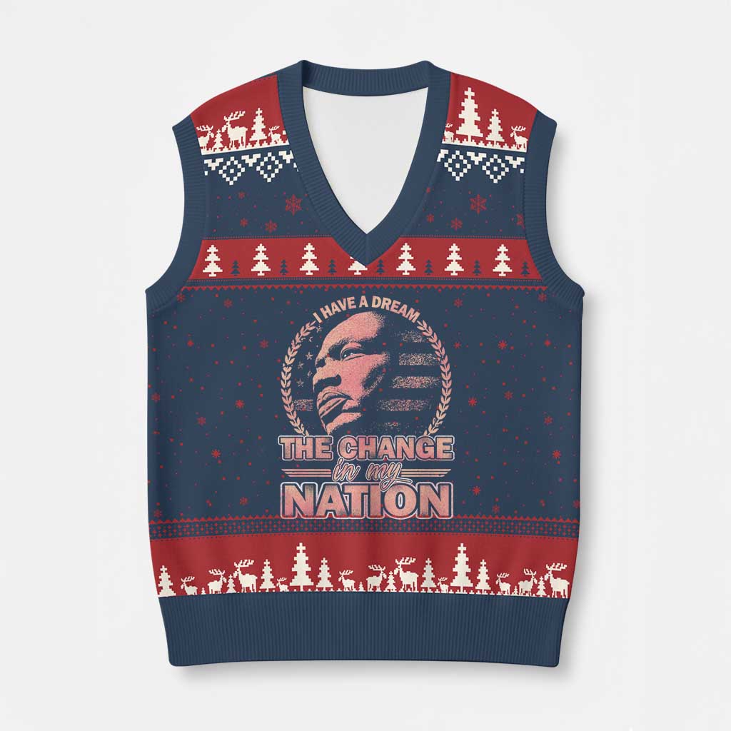 Martin Luther King V-Neck Knit Sweater Vest Retro Black History Month Civil Rights - Wonder Print Shop