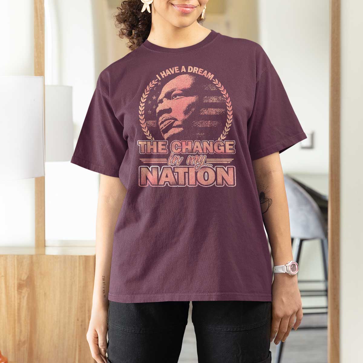 Martin Luther King T Shirt For Women Retro Black History Month Civil Rights - Wonder Print Shop