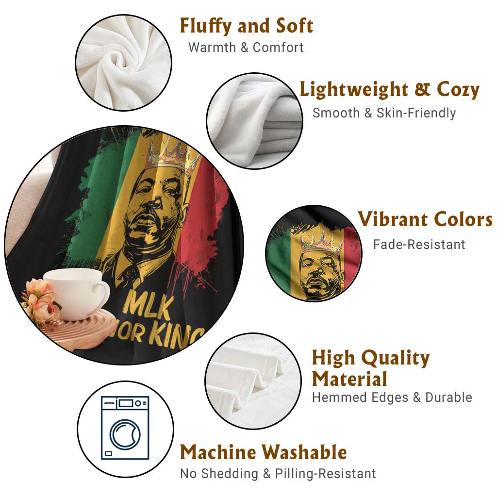 MLK Throw Blanket Honor King Civil Rights Leader Black History Month - Wonder Print Shop