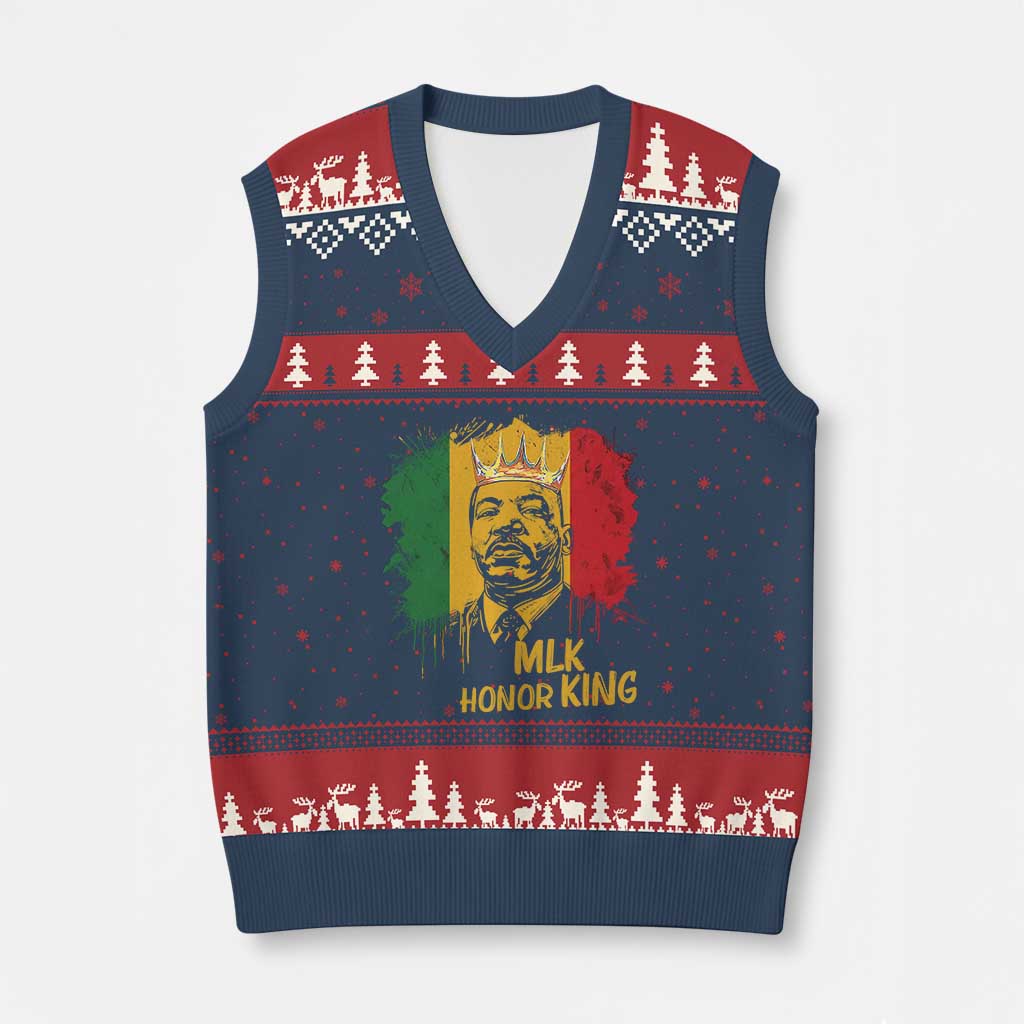 MLK V-Neck Knit Sweater Vest Honor King Civil Rights Leader Black History Month - Wonder Print Shop