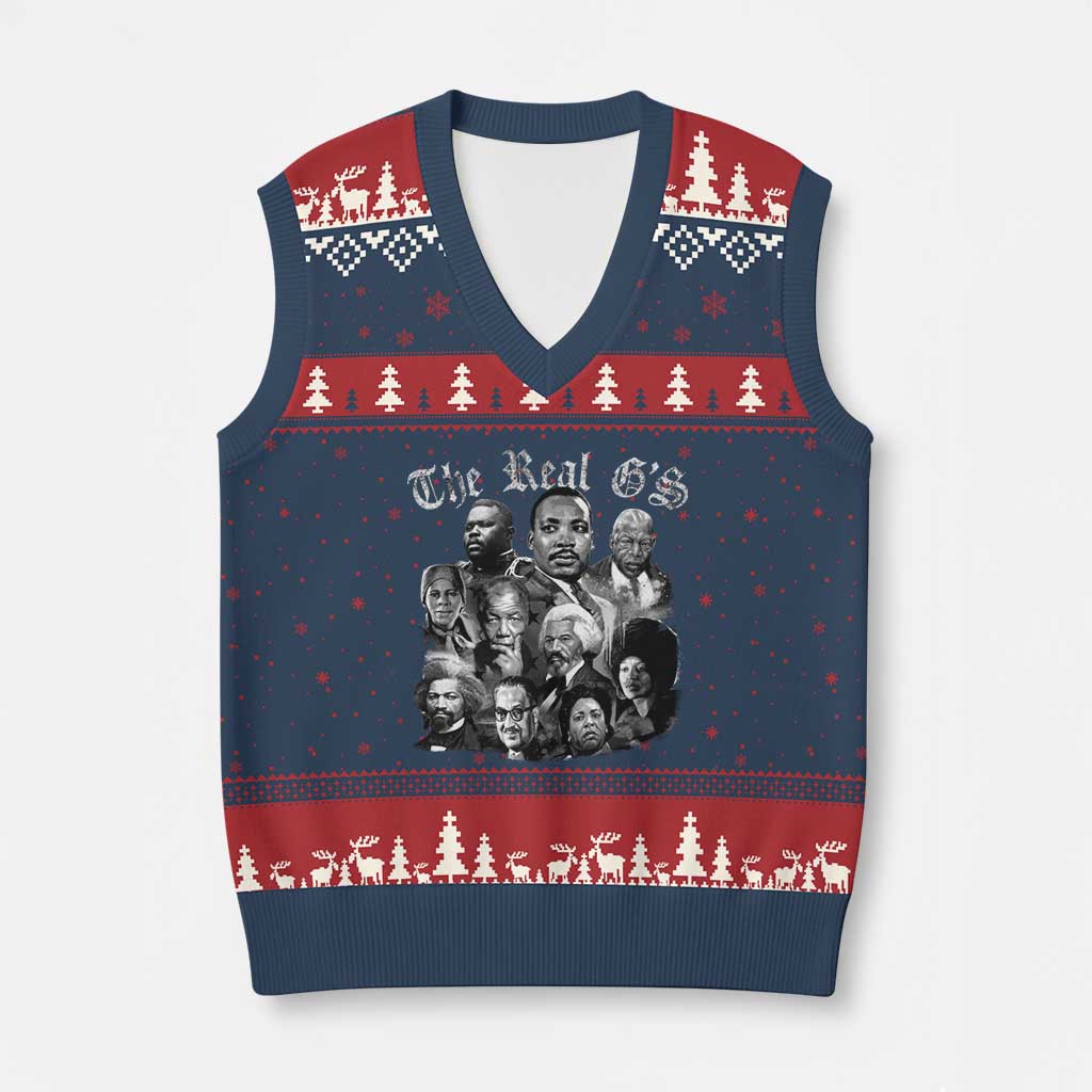 Civil Rights Legends V-Neck Knit Sweater Vest The Real G’s Juneteenth Black History Month - Wonder Print Shop