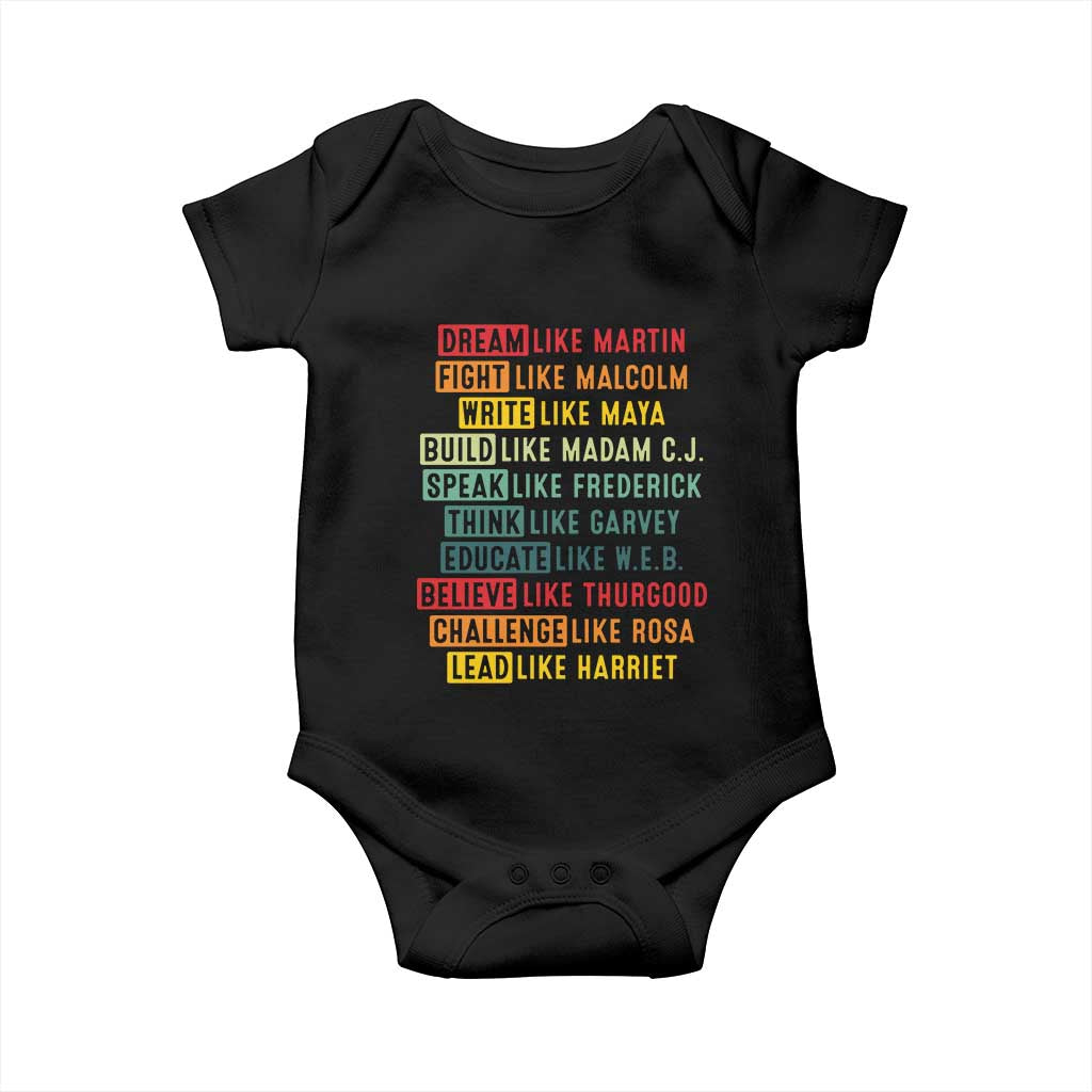 Black History Month Baby Onesie Retro Inspirational Leaders - Wonder Print Shop
