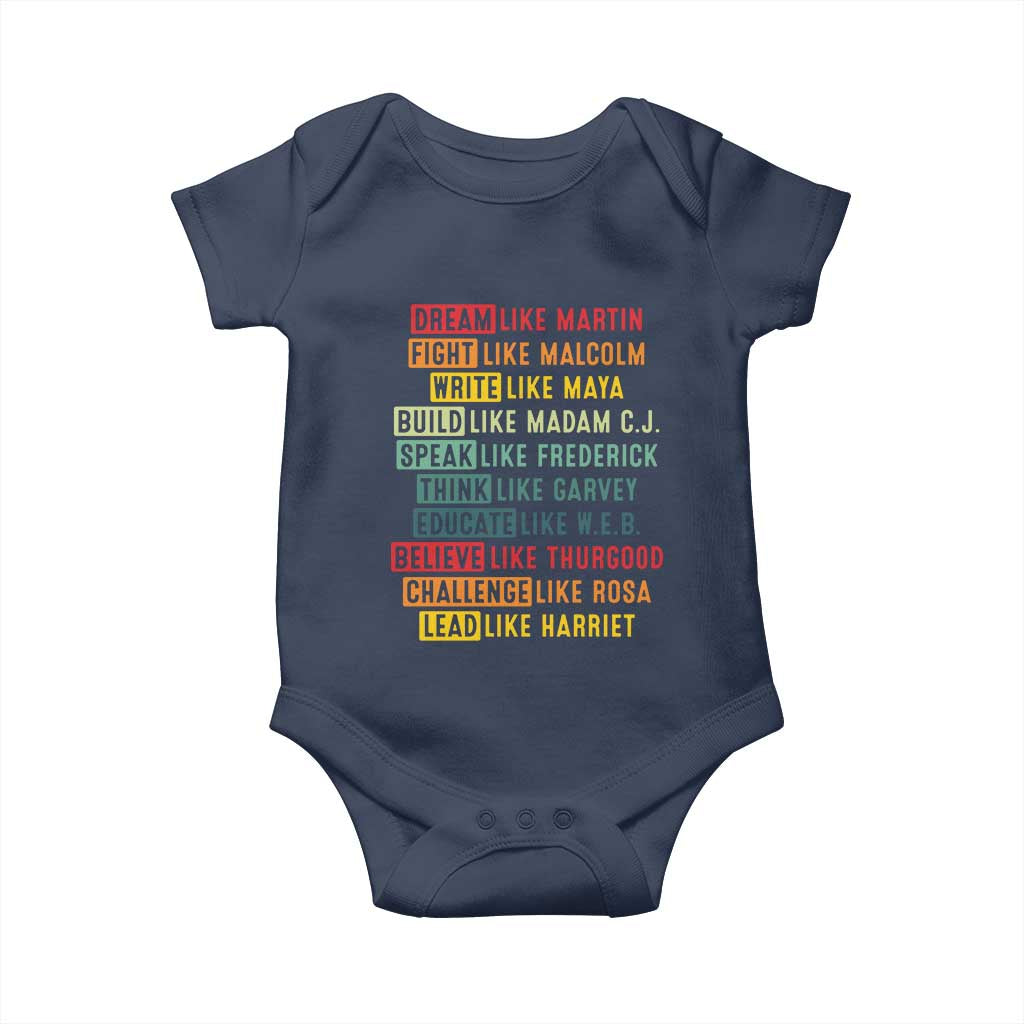 Black History Month Baby Onesie Retro Inspirational Leaders - Wonder Print Shop