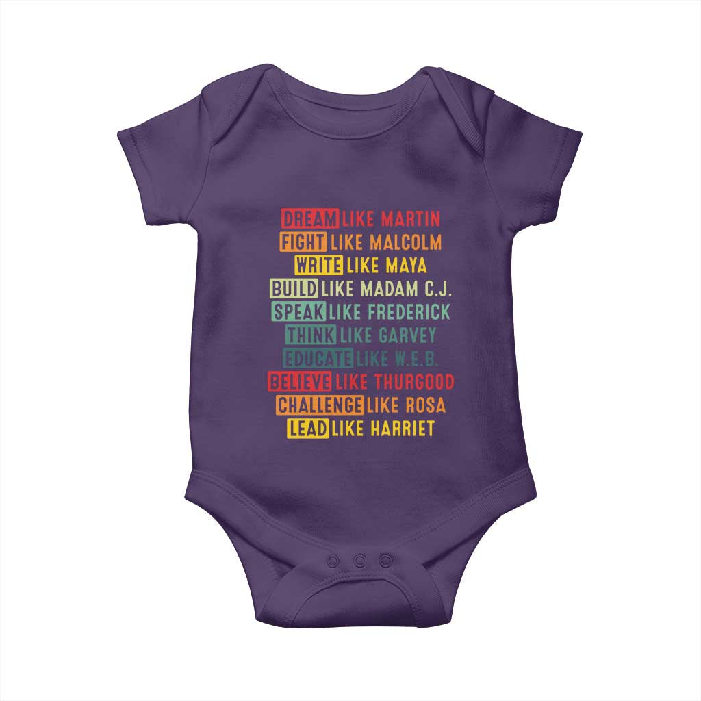 Black History Month Baby Onesie Retro Inspirational Leaders - Wonder Print Shop