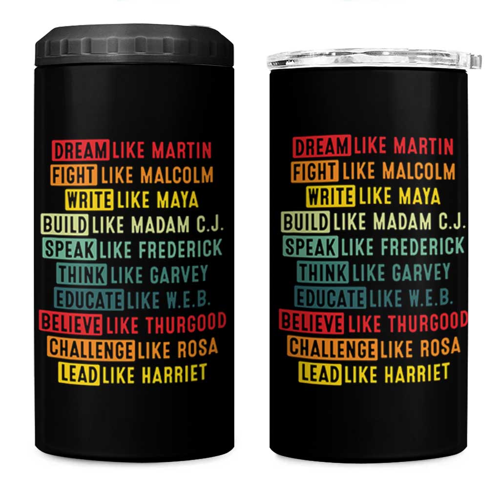 Black History Month 4 in 1 Can Cooler Tumbler Retro Inspirational Leaders - Wonder Print Shop