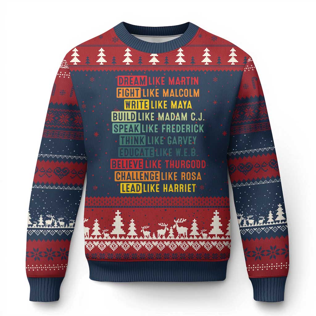 Black History Month Ugly Christmas Sweater Retro Inspirational Leaders - Wonder Print Shop