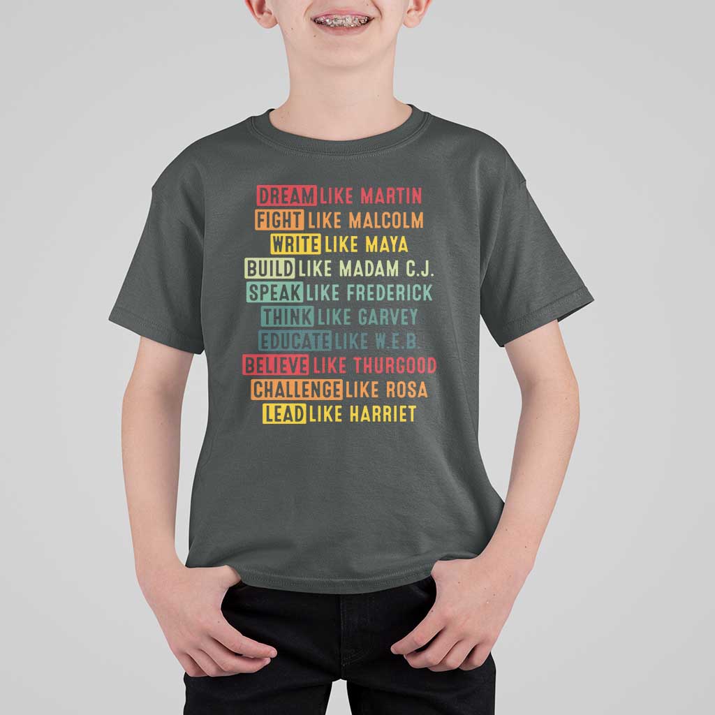 Black History Month T Shirt For Kid Retro Inspirational Leaders - Wonder Print Shop