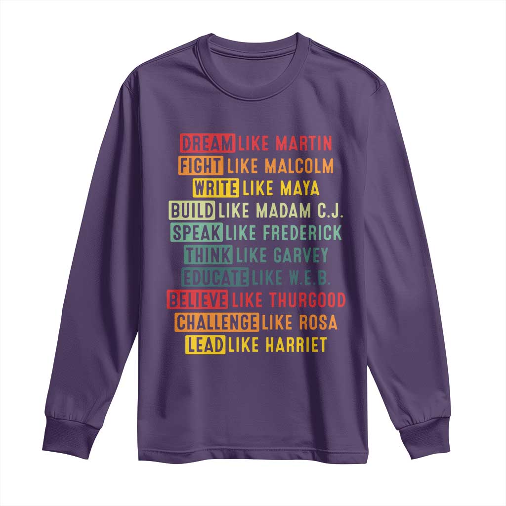 Black History Month Long Sleeve Shirt Retro Inspirational Leaders - Wonder Print Shop