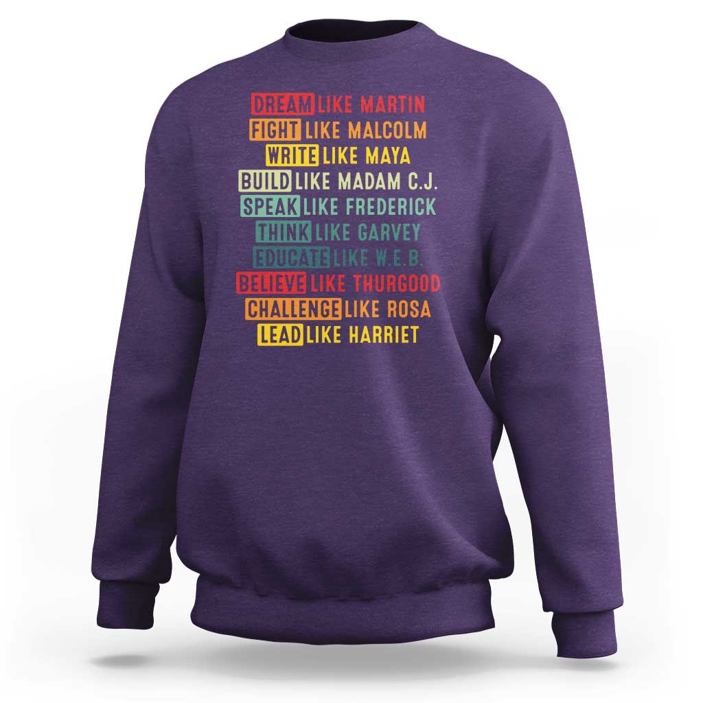 Black History Month Sweatshirt Retro Inspirational Leaders - Wonder Print Shop