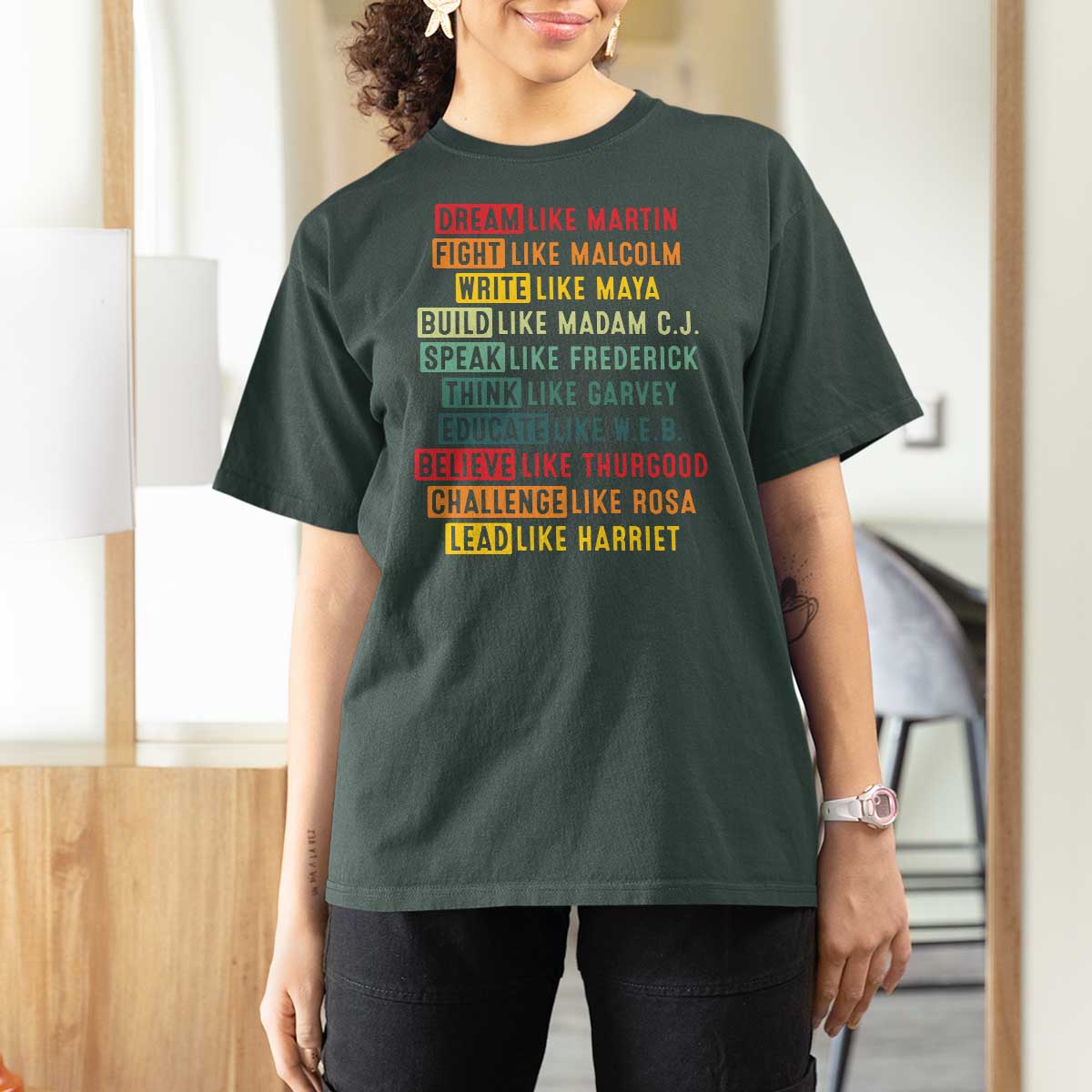 Black History Month T Shirt For Women Retro Inspirational Leaders - Wonder Print Shop