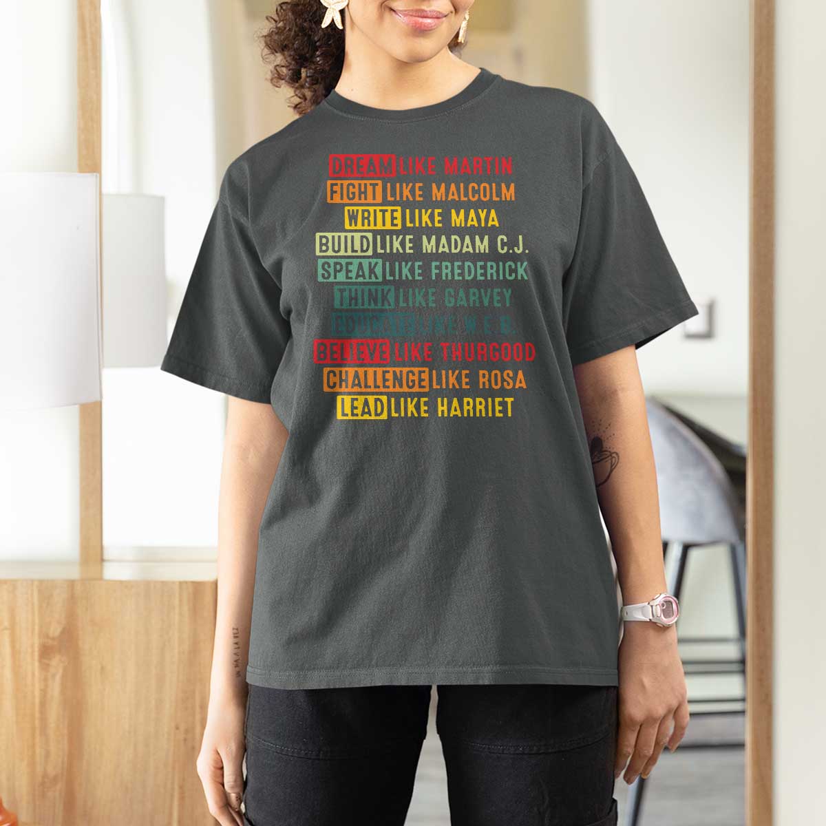 Black History Month T Shirt For Women Retro Inspirational Leaders - Wonder Print Shop