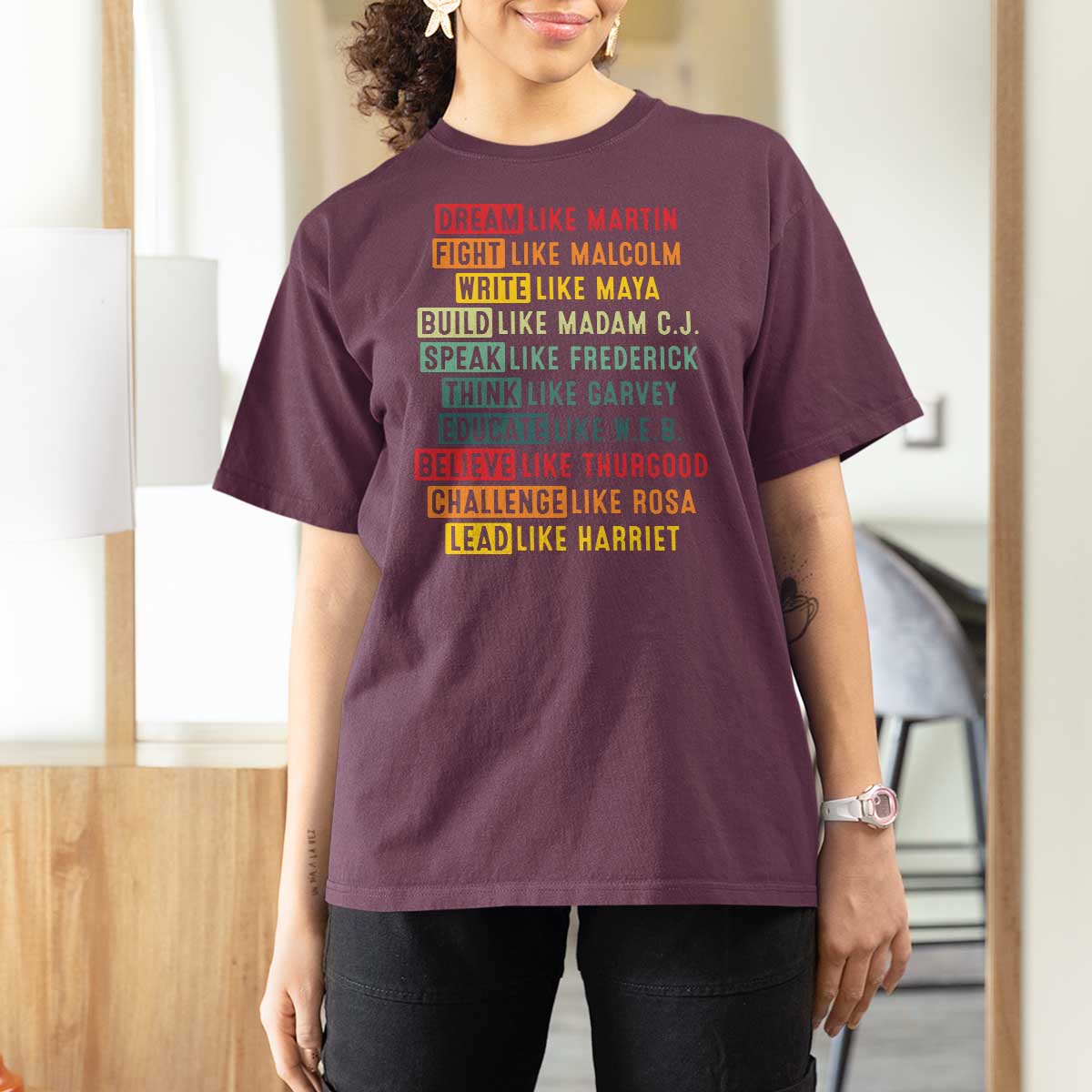 Black History Month T Shirt For Women Retro Inspirational Leaders - Wonder Print Shop