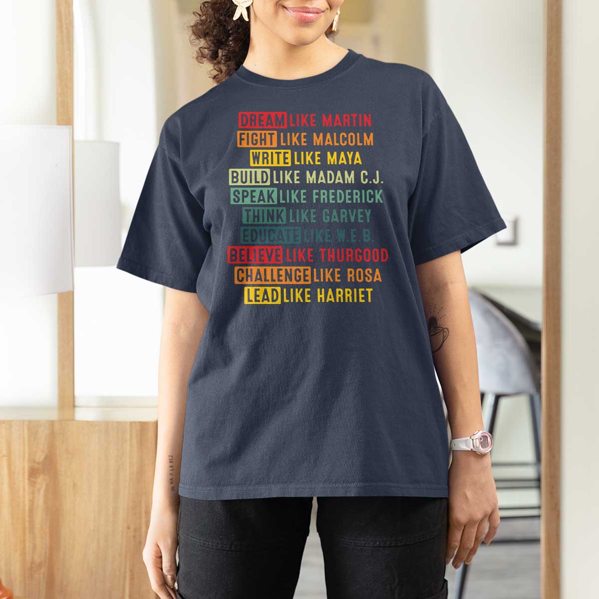 Black History Month T Shirt For Women Retro Inspirational Leaders - Wonder Print Shop