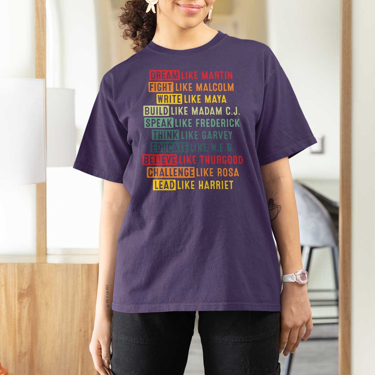 Black History Month T Shirt For Women Retro Inspirational Leaders - Wonder Print Shop
