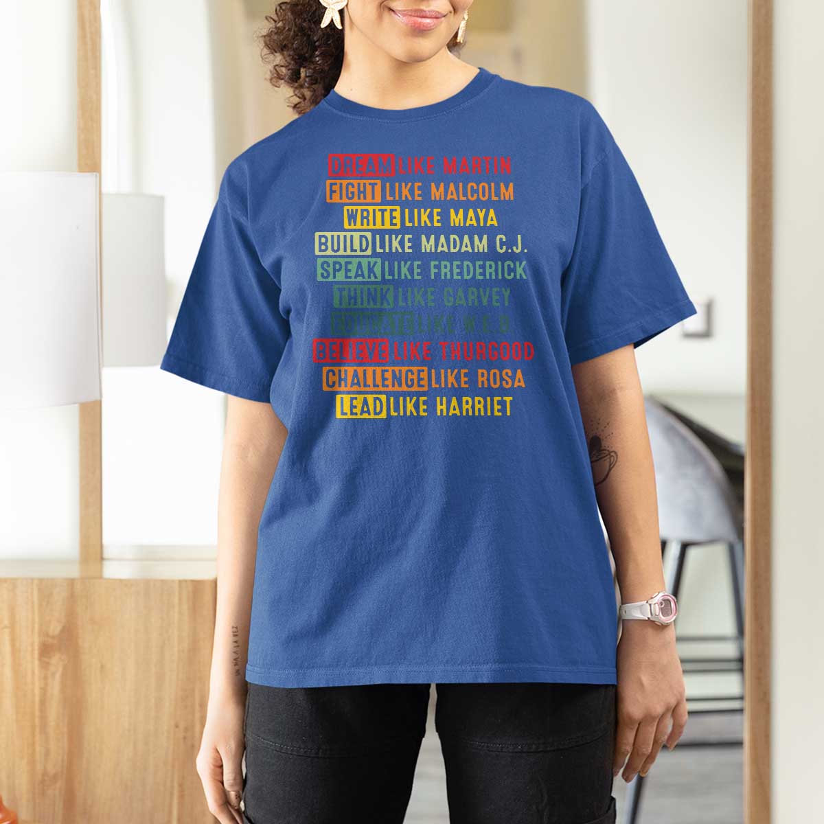 Black History Month T Shirt For Women Retro Inspirational Leaders - Wonder Print Shop