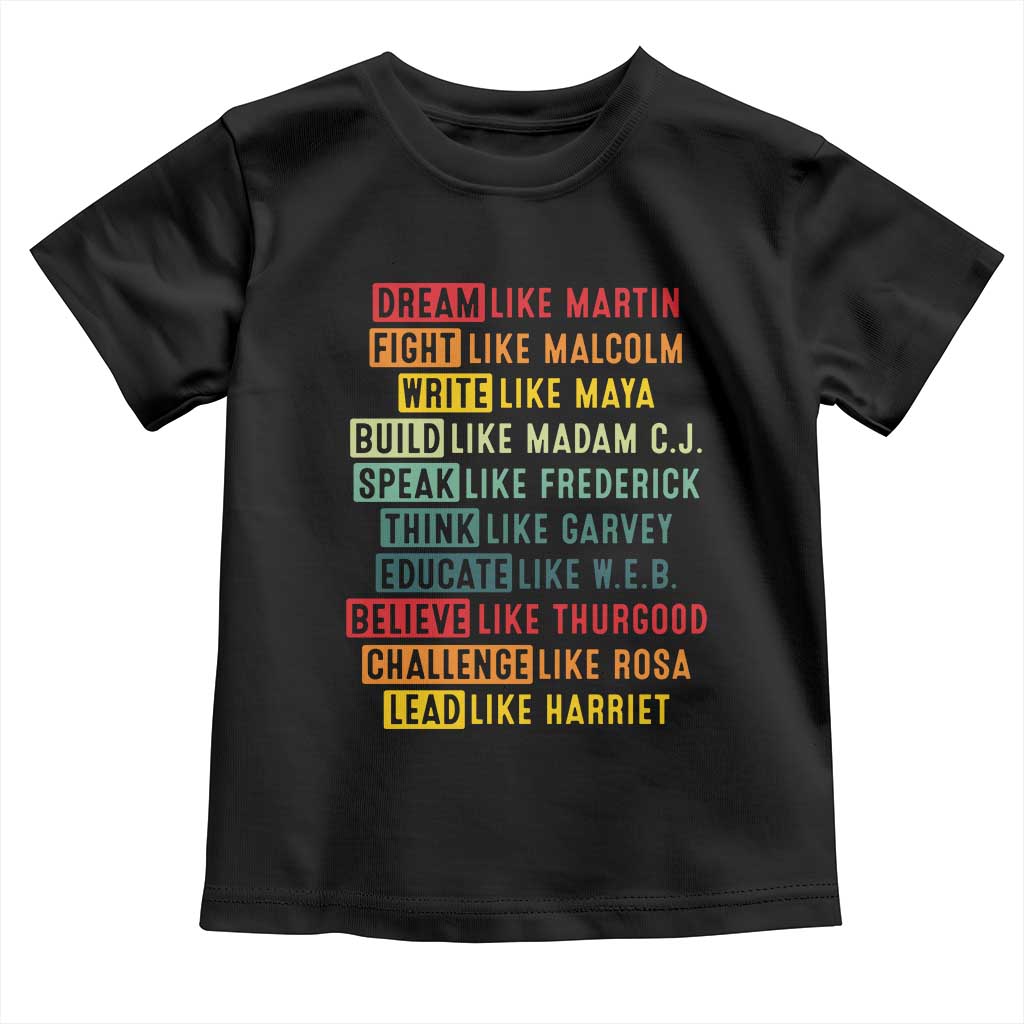 Black History Month Toddler T Shirt Retro Inspirational Leaders - Wonder Print Shop