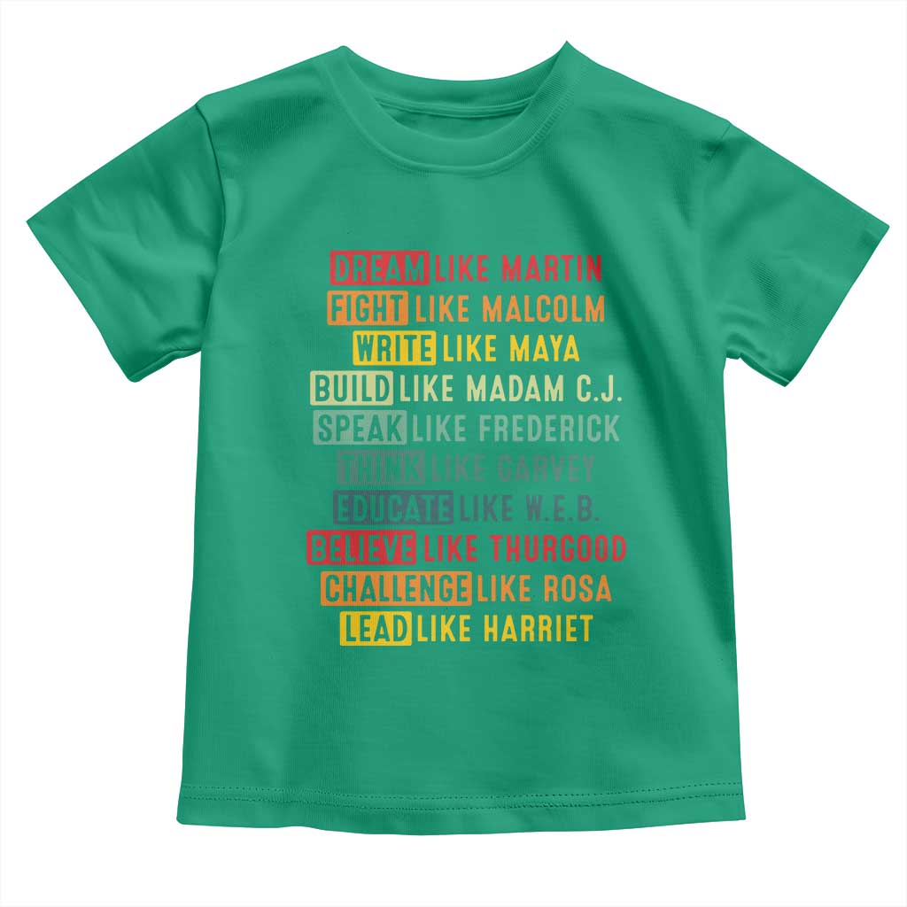 Black History Month Toddler T Shirt Retro Inspirational Leaders - Wonder Print Shop