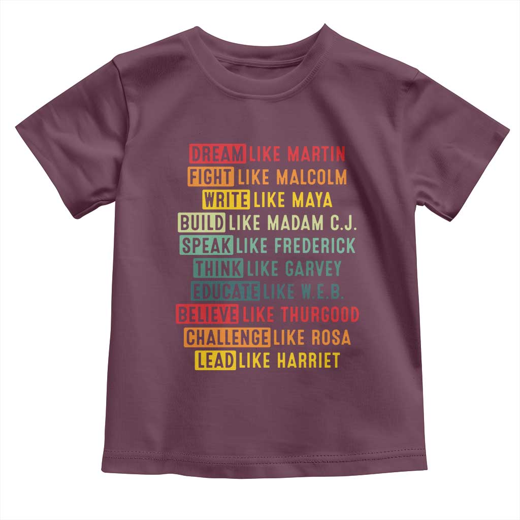 Black History Month Toddler T Shirt Retro Inspirational Leaders - Wonder Print Shop